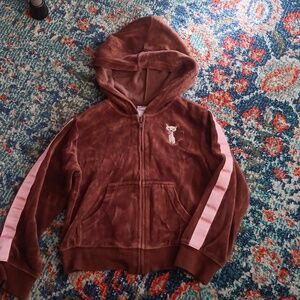 Gymboree velour hoodie with cat emblem